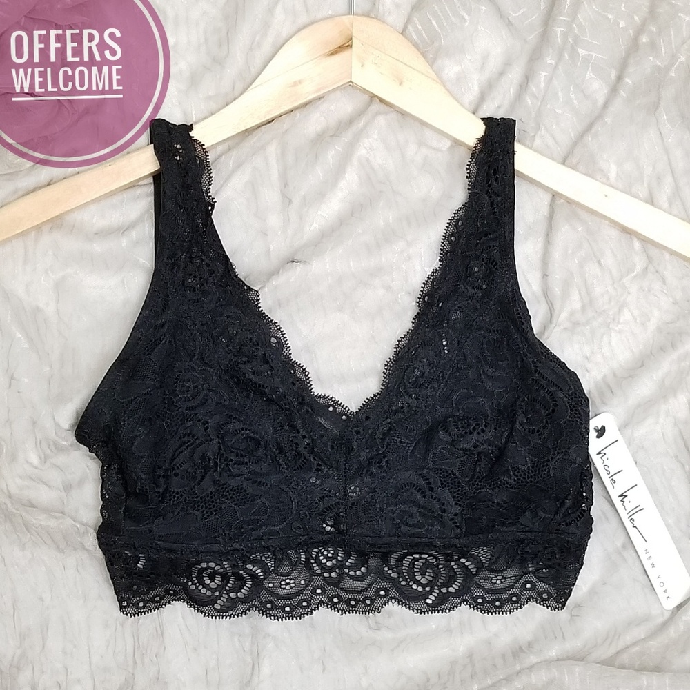 NWT Nicole Miller Black Lace Bralette - Picture 3 of 8
